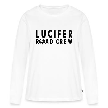 Lucifer Road Crew logo / Pentagram - T-shirt manches longues Premium bio Femme - blanc - Devant - Julia (174cm)