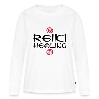REIKI GUÉRISON - T-shirt manches longues Premium bio Femme - blanc - Devant - Julia (174cm)