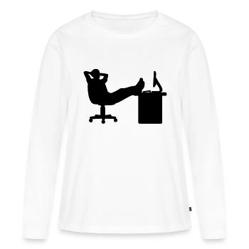 Boss relax - Frauen Premium Bio Langarmshirt - Weiß - Vorne - Julia (174cm)