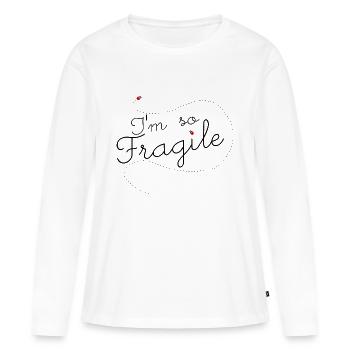 fragile - T-shirt manches longues Premium bio Femme - blanc - Devant - Julia (174cm)