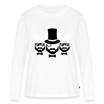 équipe 3 amis équipage fête monsieur cylindre chapeau monogrammé - T-shirt manches longues Premium bio Femme - blanc - Devant - Julia (174cm)