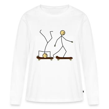 Skateboard Fun - T-shirt manches longues Premium bio Femme - blanc - Devant - Julia (174cm)