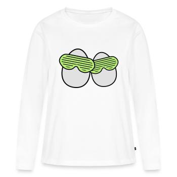 Funky Eggs - T-shirt manches longues Premium bio Femme - blanc - Devant - Julia (174cm)