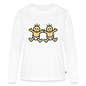 Twin Babys - T-shirt manches longues Premium bio Femme - blanc - Devant - Julia (174cm)