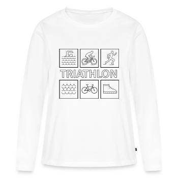 Triathlon - T-shirt manches longues Premium bio Femme - blanc - Devant - Julia (174cm)