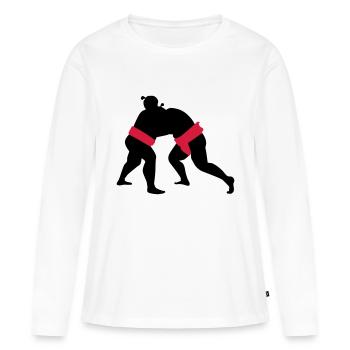 Sumo - T-shirt manches longues Premium bio Femme - blanc - Devant - Julia (174cm)