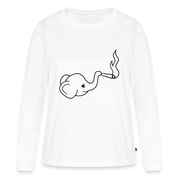 tête d'éléphant kiffen joint lapidé mauvaise herbe ca - T-shirt manches longues Premium bio Femme - blanc - Devant - Julia (174cm)