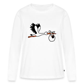Cigogne - T-shirt manches longues Premium bio Femme - blanc - Devant - Julia (174cm)