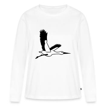 Cigogne - T-shirt manches longues Premium bio Femme - blanc - Devant - Julia (174cm)