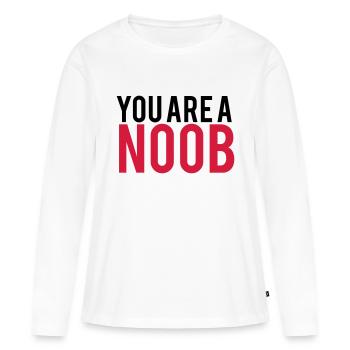 Vous êtes un Noob Logo - T-shirt manches longues Premium bio Femme - blanc - Devant - Julia (174cm)