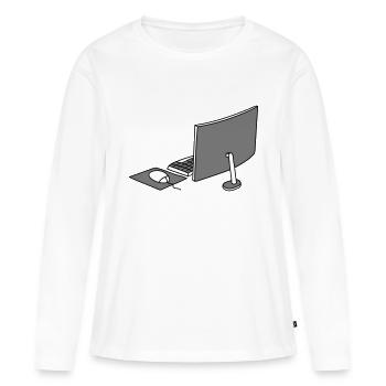 souris clavier écran bureau à domicile bureau travail - T-shirt manches longues Premium bio Femme - blanc - Devant - Julia (174cm)