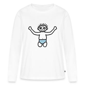 Baby mit Windel - V2 - Frauen Premium Bio Langarmshirt - Weiß - Vorne - Julia (174cm)