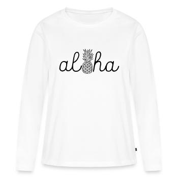 Aloha Pineapple - T-shirt manches longues Premium bio Femme - blanc - Devant - Julia (174cm)