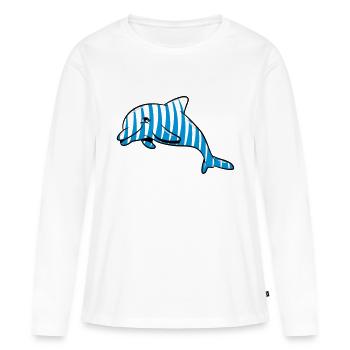 delfin conception de la mer douce - T-shirt manches longues Premium bio Femme - blanc - Devant - Julia (174cm)
