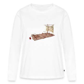 Ein Floß im offenen Meer - Frauen Premium Bio Langarmshirt - Weiß - Vorne - Julia (174cm)