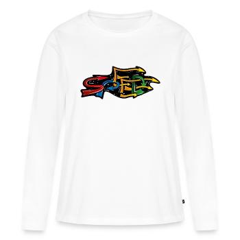 GRAFFITI-GESCHWINDIGKEIT - Frauen Premium Bio Langarmshirt - Weiß - Vorne - Julia (174cm)