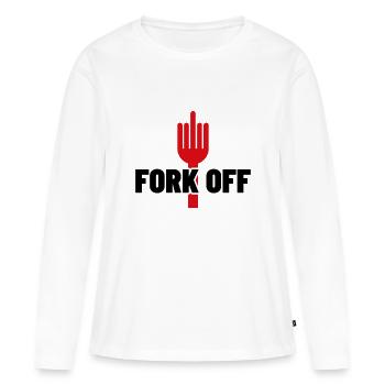 FORK OFF - Women's Premium Organic Long Sleeve Shirt - white - Front - Julia (174cm)