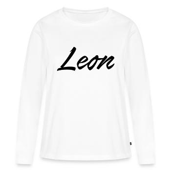 Léon - T-shirt manches longues Premium bio Femme - blanc - Devant - Julia (174cm)