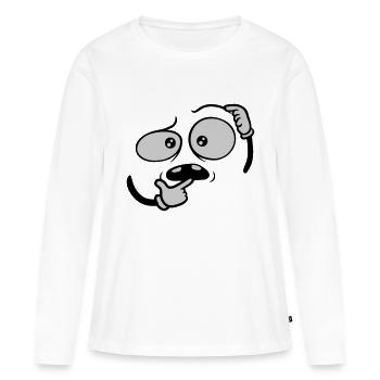 Geste de la main visage sceptique - T-shirt manches longues Premium bio Femme - blanc - Devant - Julia (174cm)