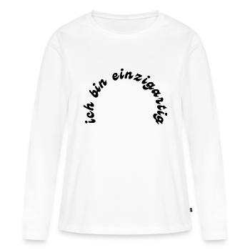 einzigartig - Frauen Premium Bio Langarmshirt - Weiß - Vorne - Julia (174cm)