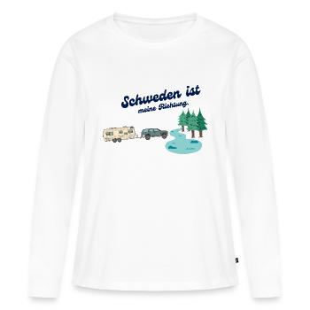 Richtung Schweden - Frauen Premium Bio Langarmshirt - Weiß - Vorne - Julia (174cm)