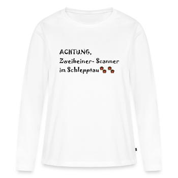 Zweibeiner-Scanner; Hund ist Menschenkenner - Frauen Premium Bio Langarmshirt - Weiß - Vorne - Julia (174cm)