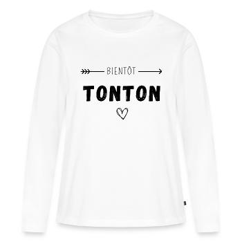 Bientôt tonton - T-shirt manches longues Premium bio Femme - blanc - Devant - Julia (174cm)