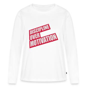 Citation de discipline sur la motivation - T-shirt manches longues Premium bio Femme - blanc - Devant - Julia (174cm)