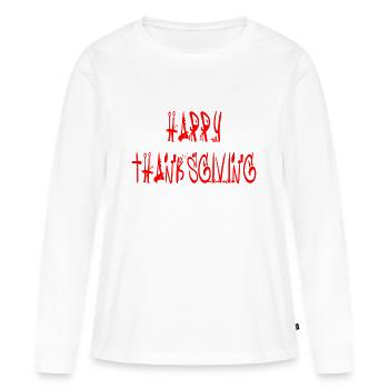 Joyeux Thanksgiving. Joyeux thaksgiving - T-shirt manches longues Premium bio Femme - blanc - Devant - Julia (174cm)