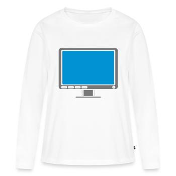 Ordinateur d’affichage d’écran de conception - T-shirt manches longues Premium bio Femme - blanc - Devant - Julia (174cm)