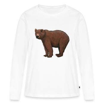 ours brun - T-shirt manches longues Premium bio Femme - blanc - Devant - Julia (174cm)