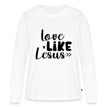 Aimer comme Jésus - T-shirt manches longues Premium bio Femme - blanc - Devant - Julia (174cm)