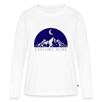 Explore more - T-shirt manches longues Premium bio Femme - blanc - Devant - Julia (174cm)
