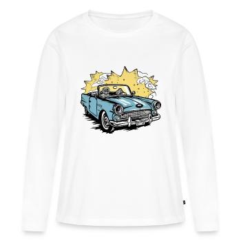 Cabriolet bleu - T-shirt manches longues Premium bio Femme - blanc - Devant - Julia (174cm)