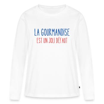 La gourmandise est un joli défaut - T-shirt manches longues Premium bio Femme - blanc - Devant - Julia (174cm)