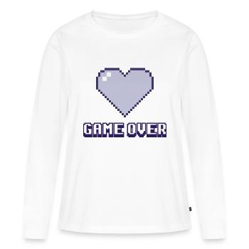 Game Over Coeur violet - T-shirt manches longues Premium bio Femme - blanc - Devant - Julia (174cm)