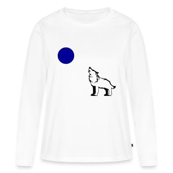 Loup Pleine Lune - T-shirt manches longues Premium bio Femme - blanc - Devant - Julia (174cm)