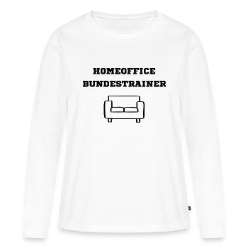 Homeoffice Bundestrainer schwarz - Frauen Premium Bio Langarmshirt - Weiß - Vorne - Julia (174cm)
