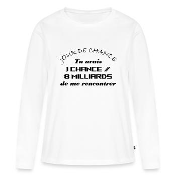 Jour de chance - T-shirt manches longues Premium bio Femme - blanc - Devant - Julia (174cm)