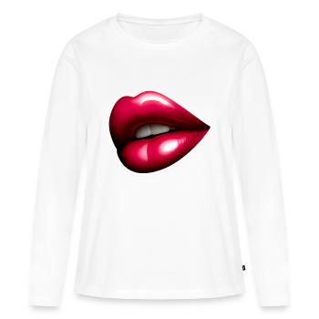 Pretty Red Mouth - Red Lip - T-shirt manches longues Premium bio Femme - blanc - Devant - Julia (174cm)