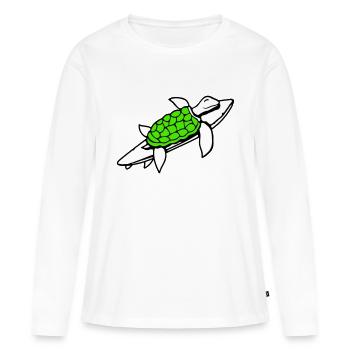 Tortue d’eau Planche de surf Surfeur Surf amusant - T-shirt manches longues Premium bio Femme - blanc - Devant - Julia (174cm)
