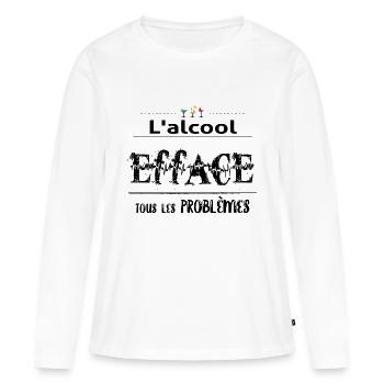 l'alcool efface tous les problemes - T-shirt manches longues Premium bio Femme - blanc - Devant - Julia (174cm)