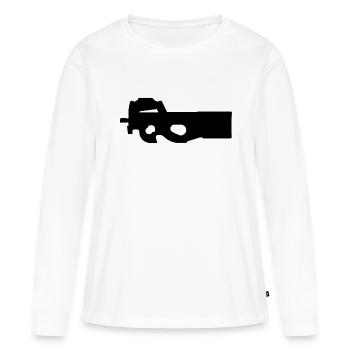 Waffe - P90 - Frauen Premium Bio Langarmshirt - Weiß - Vorne - Julia (174cm)
