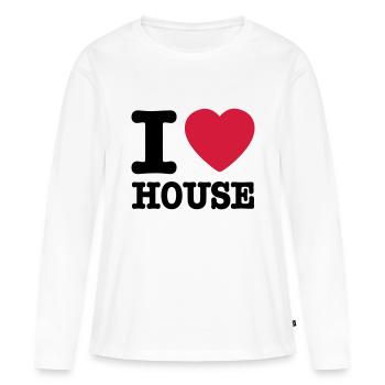 I love house / I heart house - T-shirt manches longues Premium bio Femme - blanc - Devant - Julia (174cm)