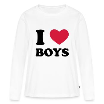 I Love Boys - T-shirt manches longues Premium bio Femme - blanc - Devant - Julia (174cm)