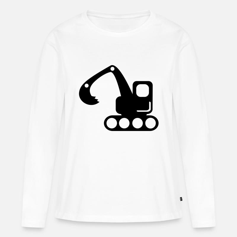 Bagger - Frauen Premium Bio Langarmshirt - Weiß