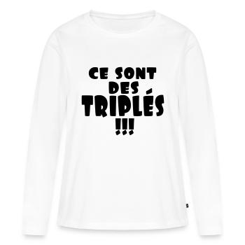 ce sont des triplés - T-shirt manches longues Premium bio Femme - blanc - Devant - Julia (174cm)