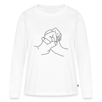 mains - T-shirt manches longues Premium bio Femme - blanc - Devant - Julia (174cm)