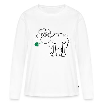 Les moutons avec du trèfle - T-shirt manches longues Premium bio Femme - blanc - Devant - Julia (174cm)