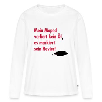 Mon cyclomoteur perd pas d'huile - T-shirt manches longues Premium bio Femme - blanc - Devant - Julia (174cm)